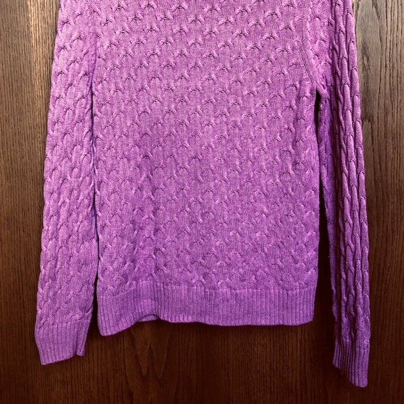 Croft & Barrow Women's Cable Knit Ribbed Turtleneck Sweater Medium Purple Cotton - Picture 14 of 15